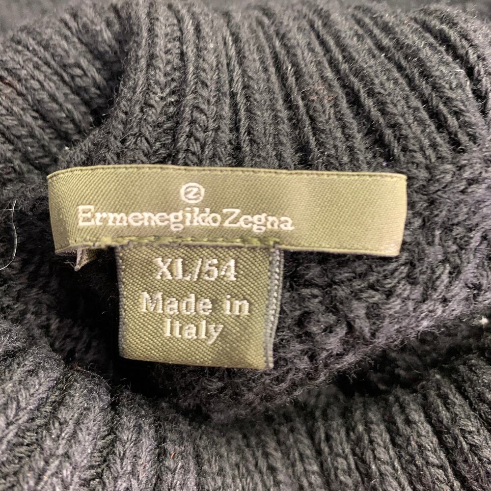 Ermenegildo Zegna Size Xl Black Knit Wool Turtleneck Sweater View 6